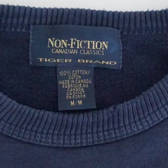 Vintage Non-Fiction Navy Collegiate Sweatshirt Embroidered Kenner Graphic Medium - Picture 9 of 9